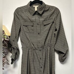 Banana Republic Patterned Buttoned Work Dress